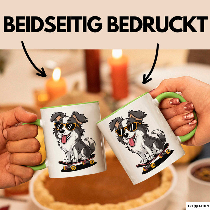 Hund Tierliebhaber Skateboard Tasse Geschenk Lustige Geschenkidee Spruch Grün Trendation