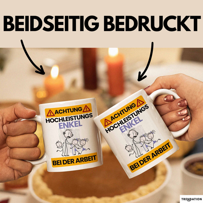 Enkel Tasse Geschenk Lustiger Spruch Geschenkidee für Enkel Achtung Hochleistungs Enkel Bei Der Arbeit Weiß Trendation
