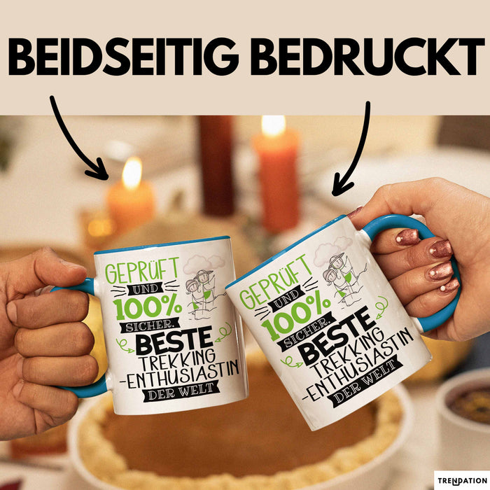 Beste Trekking-Enthusiastin Der Welt Tasse Geschenk für Eine Trekking-Enthusiastin Geprüft Und Sicher Geschenkidee Geburtstag Weihnachten Blau Trendation
