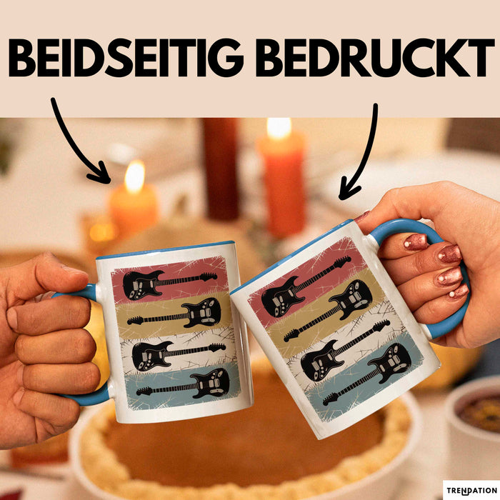 Gitarre Musik Retro Musiker Gitarrist Tasse Geschenk Lustige Geschenkidee Spruch Blau Trendation