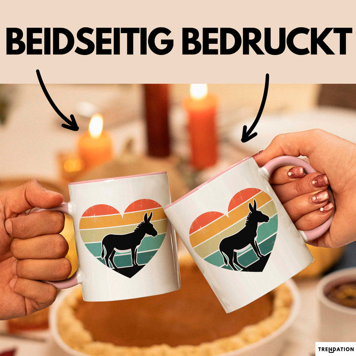 Eselbauer Esel Tier Retro Tasse Geschenk Lustige Geschenkidee Spruch Rosa Trendation