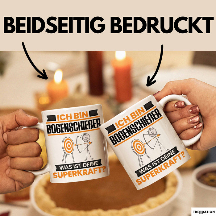 Bogenschießer Tasse Geschenk für Bogenschießer Geburtstag Lustiger Spruch Kaffee-Becher Was Ist Deine Superkraft Trendation