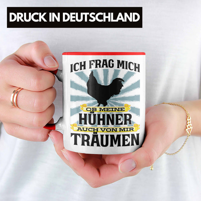 Trendation - Landwirt Spruch Geschenk Tasse Landwirtschaft Geschenke für Männer Traktor Spruch Kaffeetasse Hühner-Flüsterer Bauer Rot Trendation