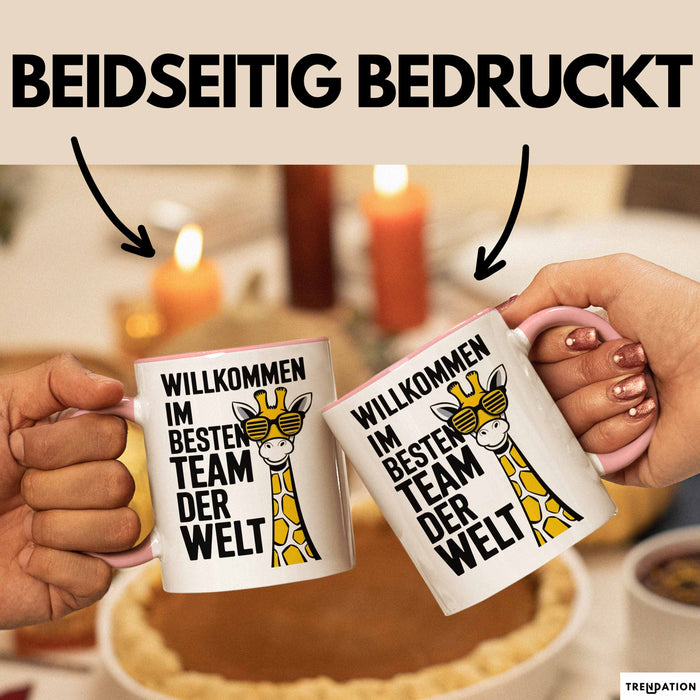 Office Arbeitskollege Tasse Geschenk Lustige Geschenkidee Spruch Willkommen Im Besten Team Der Welt Rosa Trendation