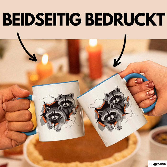 Waschbär Tierliebhaber Tasse Geschenk Lustige Geschenkidee Spruch Blau Trendation