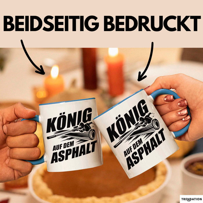 Stockschießen Tasse Geschenkidee König Auf Der Strasse Blau Trendation
