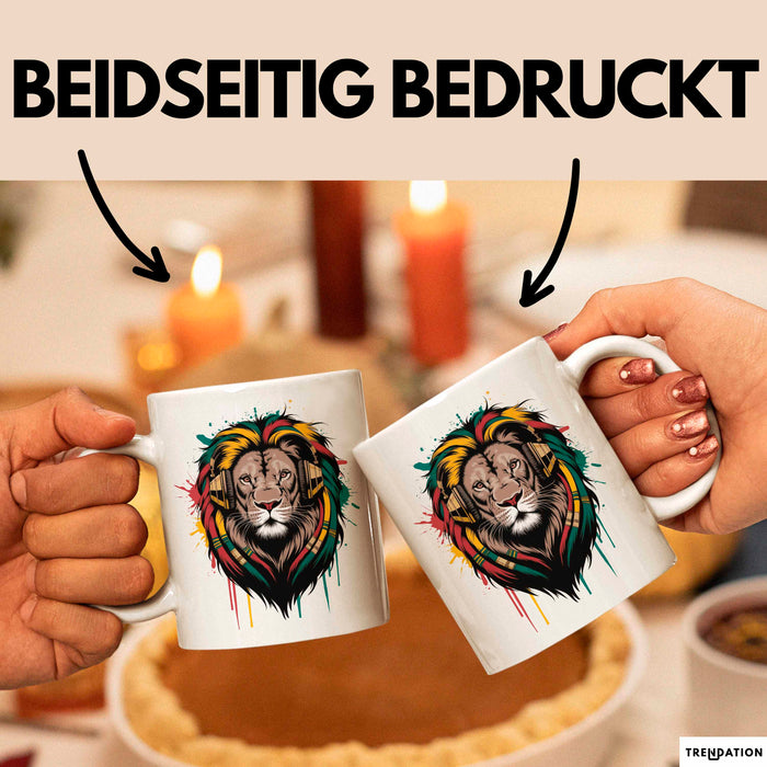 Löwe Tier Kopfhörer Sonnenbrille Tasse Geschenk Lustige Geschenkidee Spruch Weiß Trendation