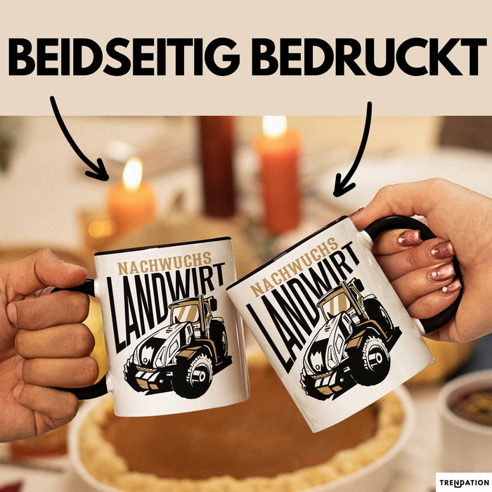 Angehender Landwirt Geschenk Tasse Jungs Bauern Jungen Geschenkidee Kakao-Becher Schwarz Trendation