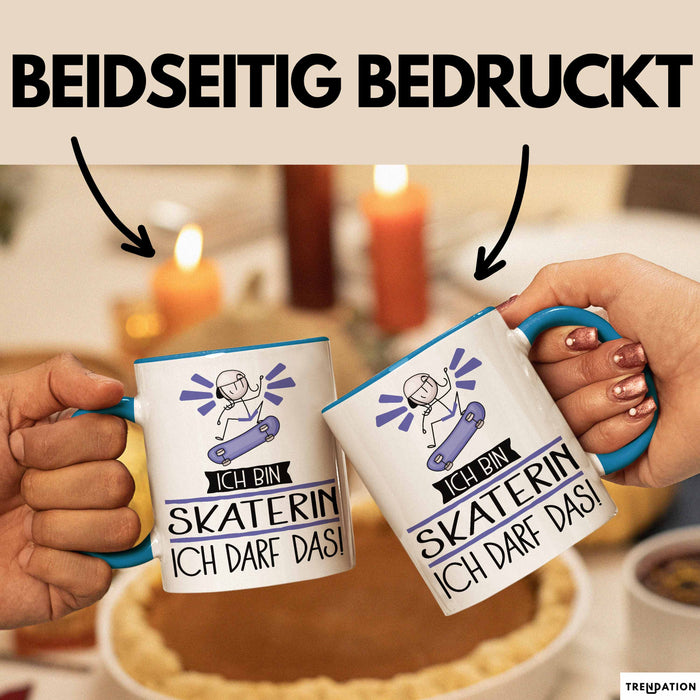 Geschenk für Skaterin Tasse Lustige Geschenkidee Geburtstag Ich Bin Skaterin Ich Darf Das Blau Trendation