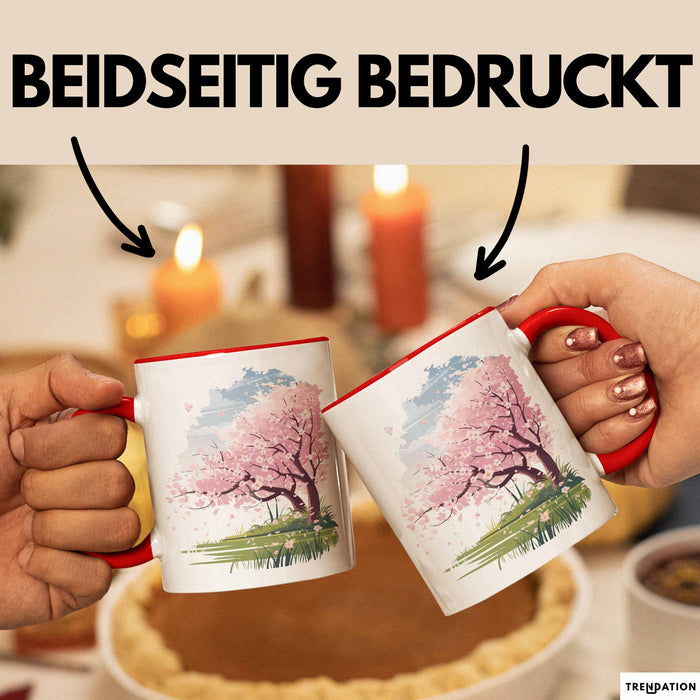 Frühlingszeit Tasse Geschenkidee für Naturliebhaber Rot Trendation