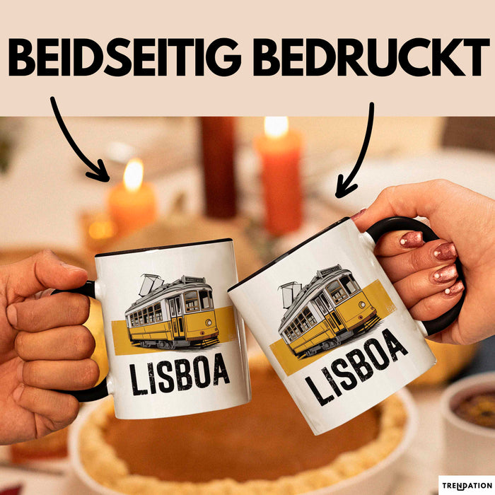 Lissabon Portugal Tasse Geschenk Lustige Geschenkidee Spruch Seilbahn Reise Straßenbahn Trendation