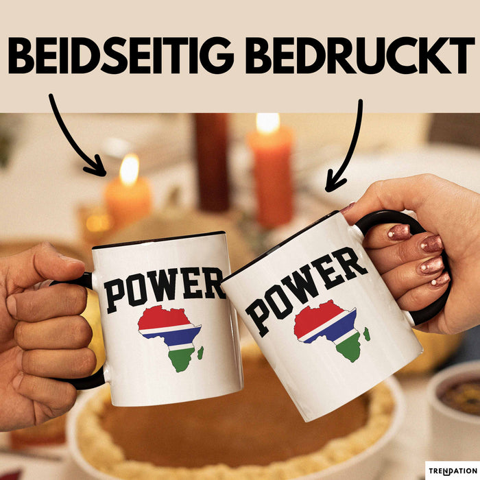 Afrika Tasse Geschenk Schwarz Afrikanischen Power Gambia Map Becher Trendation