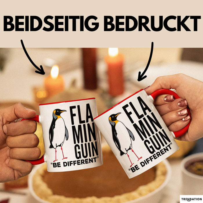 Pinguin Flamingo Tasse Geschenk Lustige Geschenkidee Spruch Flaminguin Rot Trendation