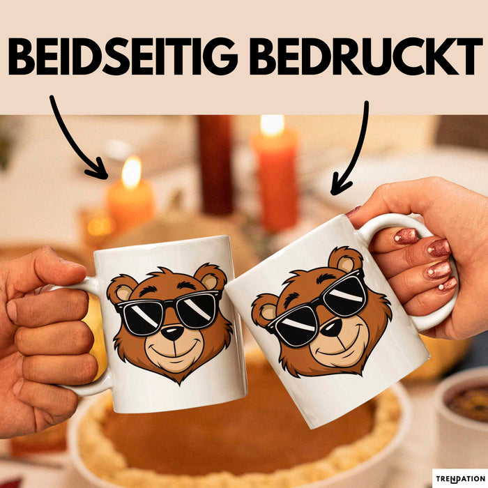 Teddybär Tier Sonnenbrille Tasse Geschenk Lustige Geschenkidee Spruch Weiß Trendation