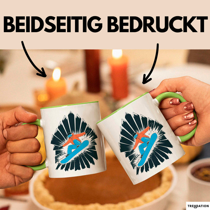 Snowboarder Tasse Geschenk Lustige Geschenkidee Spruch Für Berg Fahrer Grün Trendation