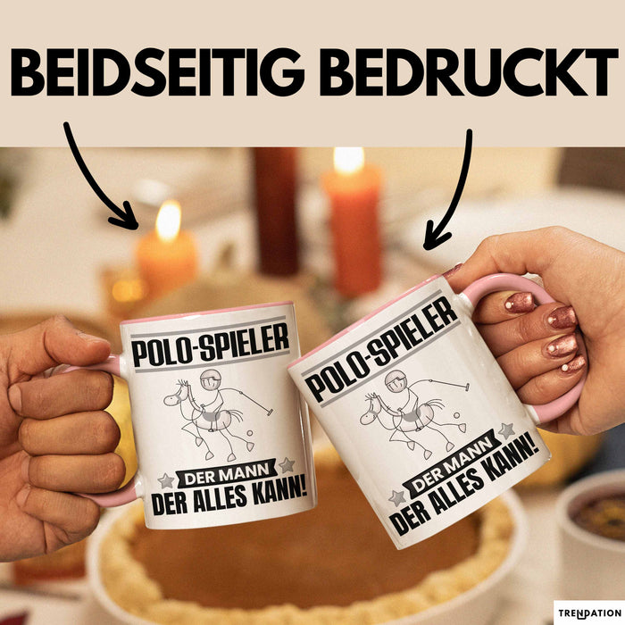 Polo-Spieler Tasse Geschenk für Polo-Spieler Der Mann Der Alles Kann Geschenkidee zum Geburtstag Rosa Trendation