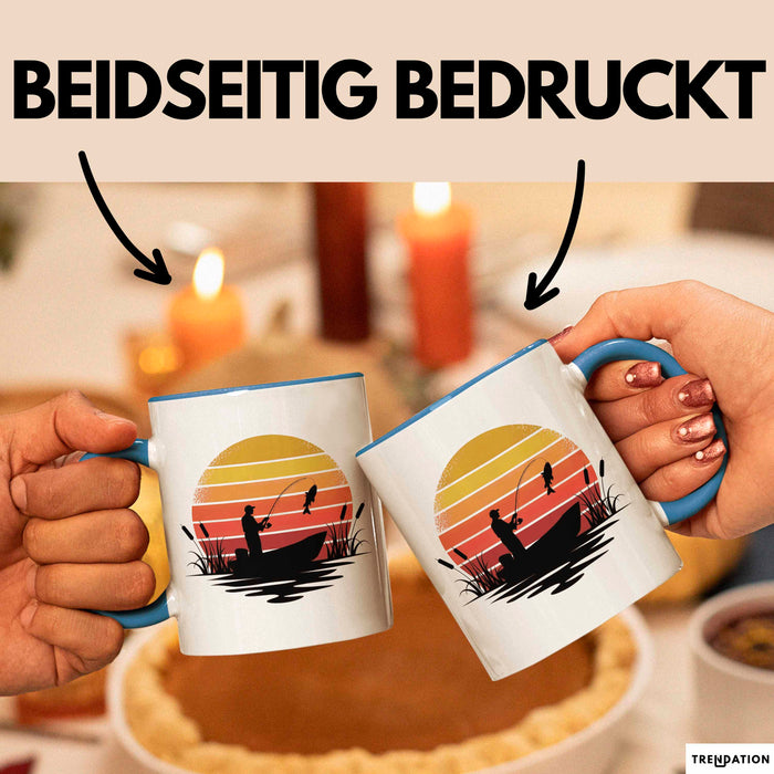 Angelliebhaber Fischer Retro Tasse Geschenk Lustige Geschenkidee Spruch Blau Trendation