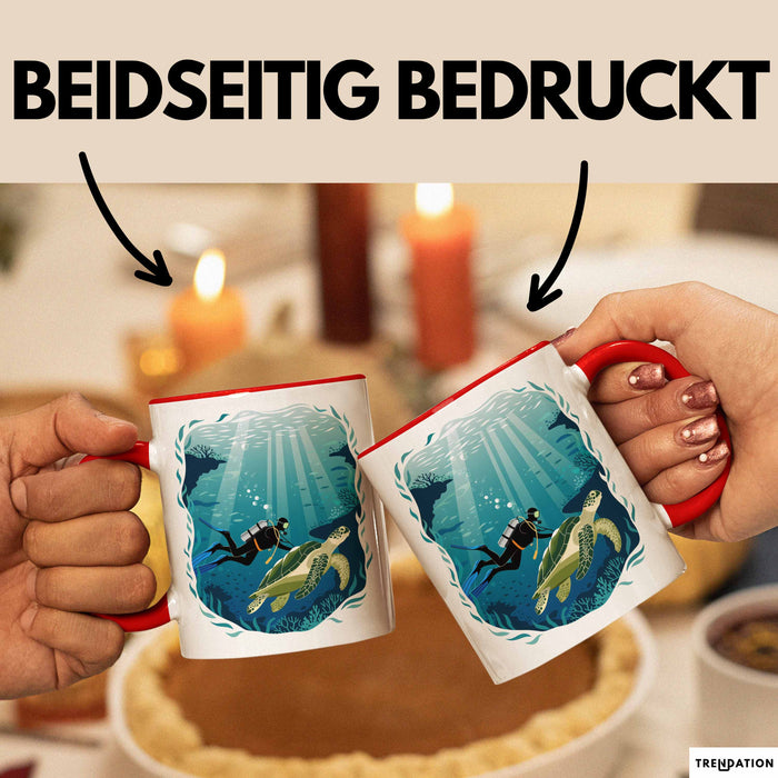 Taucher Tasse Geschenkidee für Tauch Enthusiasten Rot Trendation