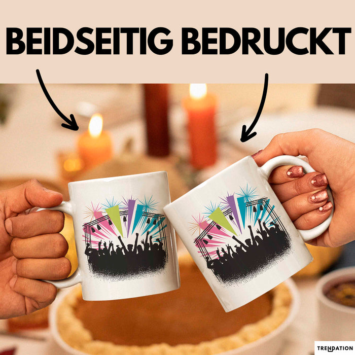 Festivalgänger Tasse Geschenkidee für Live Musik Süchtige Weiß Trendation