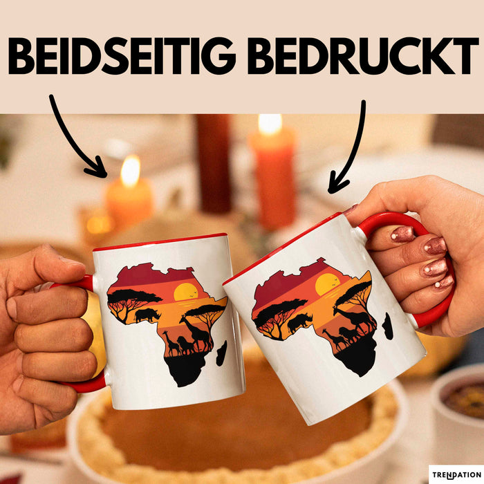 Afrika Karte Nashorn Tasse Geschenk Lustige Geschenkidee Spruch Rot Trendation