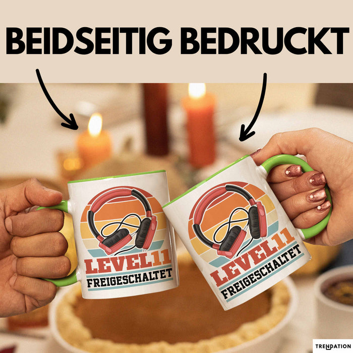 Level 11 Freigeschaltet Tasse Geschenk Gamer 11. Geburtstag Grün Trendation