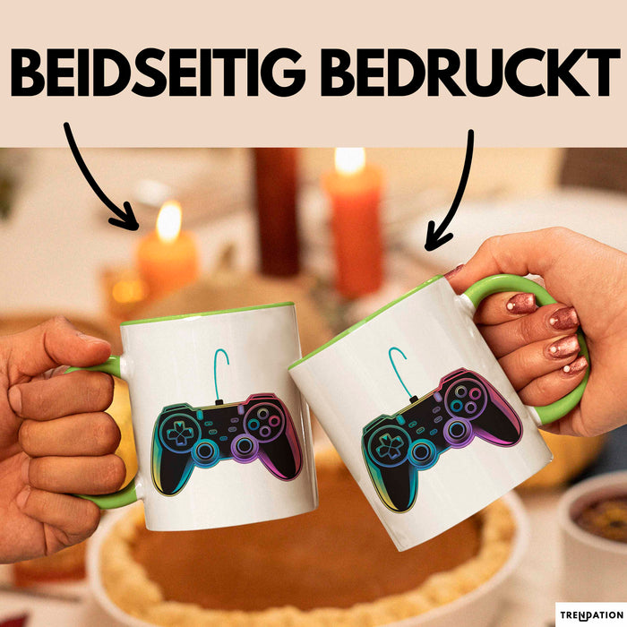 Gamer Gaming Liebhaber Tasse Geschenk Lustige Geschenkidee Spruch Game Controller Grün Trendation