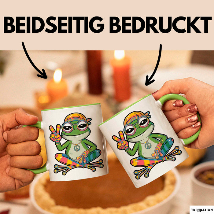 Hippie Frosch Tasse Geschenk Lustige Geschenkidee Spruch Grün Trendation