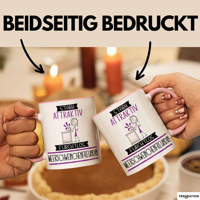 Meerschweinchenfreundin Tasse Geschenk Becher Stark Attraktiv Furchtlos Meerschweinchenfreundin Lustige Geschenkidee Rosa Trendation