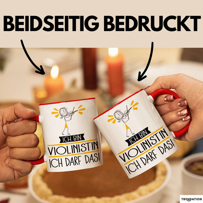 Geschenk für Violinistin Tasse Lustige Geschenkidee Geburtstag Ich Bin Violinistin Ich Darf Das Rot Trendation