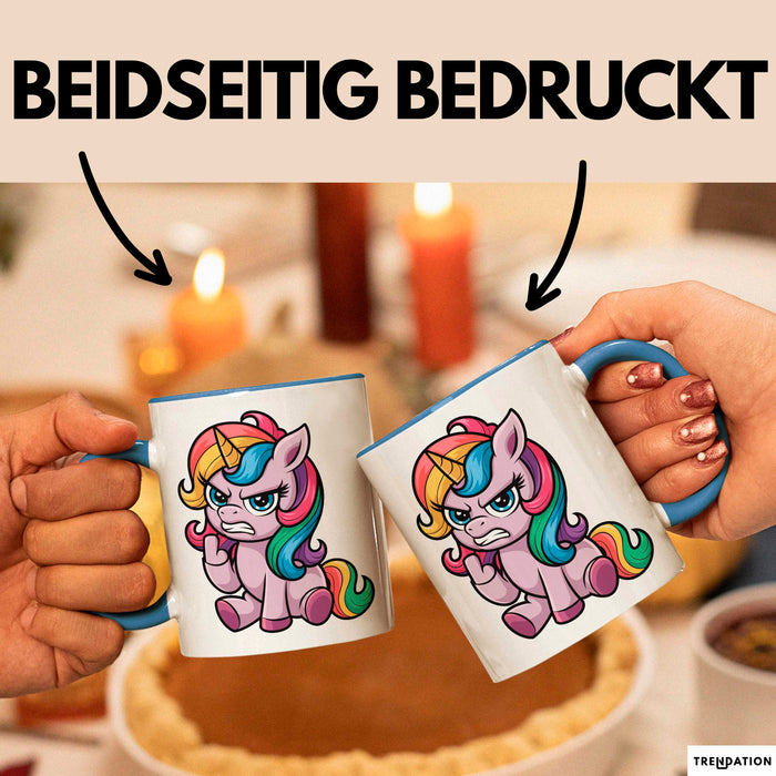 Sarkastisches Einhorn Tasse Geschenk Lustige Geschenkidee Blau Trendation