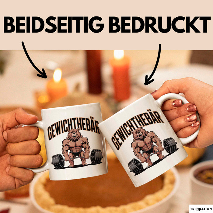 Gewichthebender Bär Tasse Geschenk Lustige Geschenkidee Spruch Gewichthebär Weiß Trendation