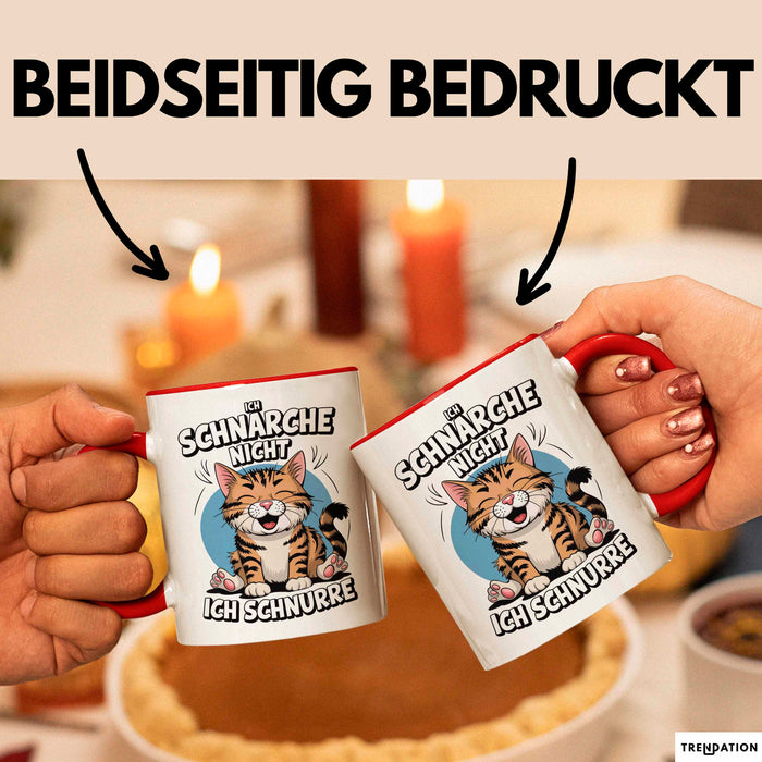 Schlafende Katze Tasse Geschenk Lustige Geschenkidee Spruch Ich Schnarche Nicht Ich Schnurre Rot Trendation