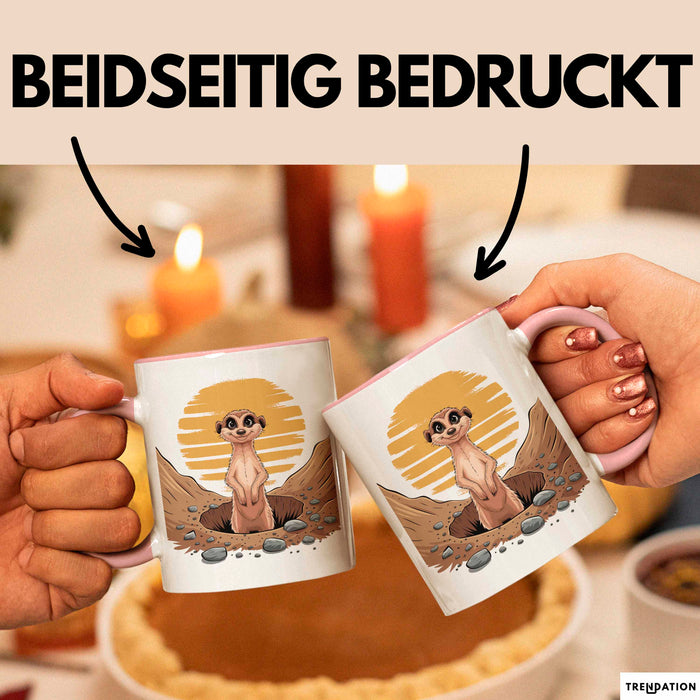 Erdmännchen Tier Tasse Geschenk Lustige Geschenkidee Spruch Rosa Trendation