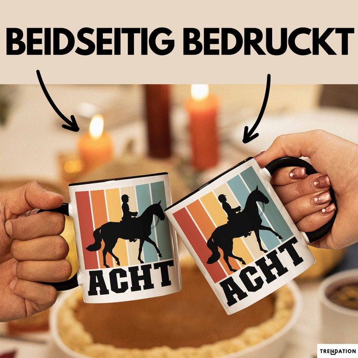 Tasse Geschenk Acht Retro Pferd Design Becher Schwarz Trendation