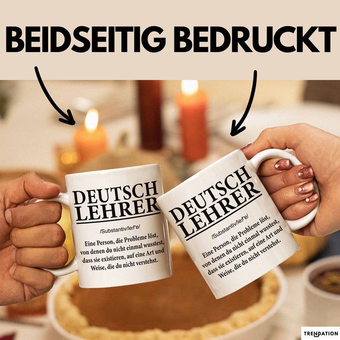 Deutschlehrer Unterricht Tasse Geschenk Lustige Geschenkidee Spruch Deutsch Lehrer Weiß Trendation