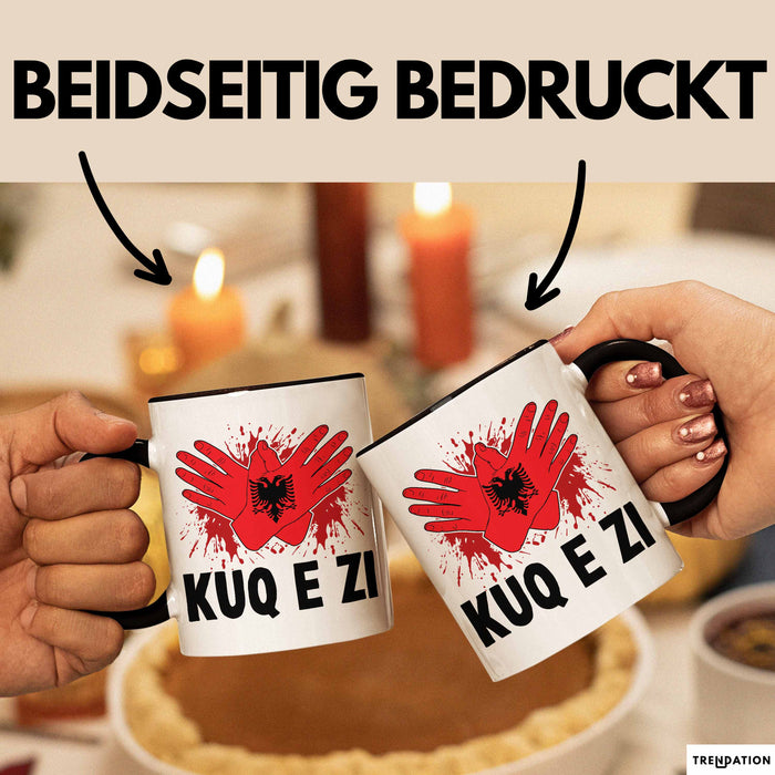 Albanische Flagge Shqip Shqiponja Albanischer Adler Albanien Tasse Geschenkidee Schwarz Trendation