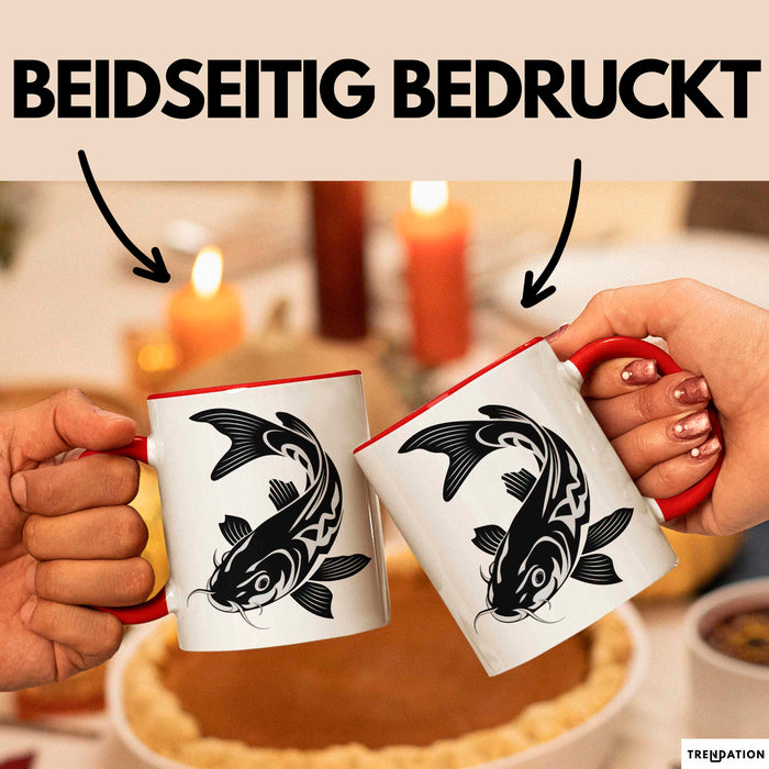 Karpfen Angelliebhaber Fischer Tasse Geschenk Lustige Geschenkidee Spruch Rot Trendation