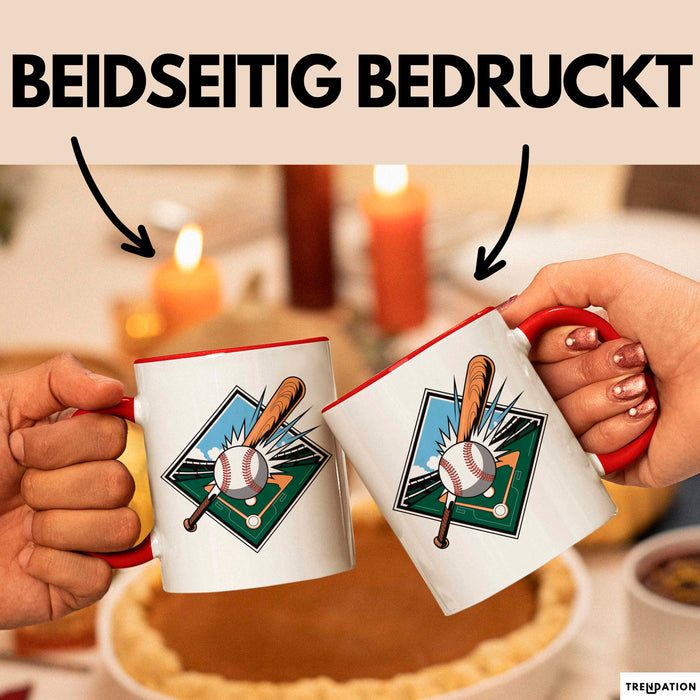 Baseballspieler Tasse Geschenkidee für Baseballliebhaber Rot Trendation