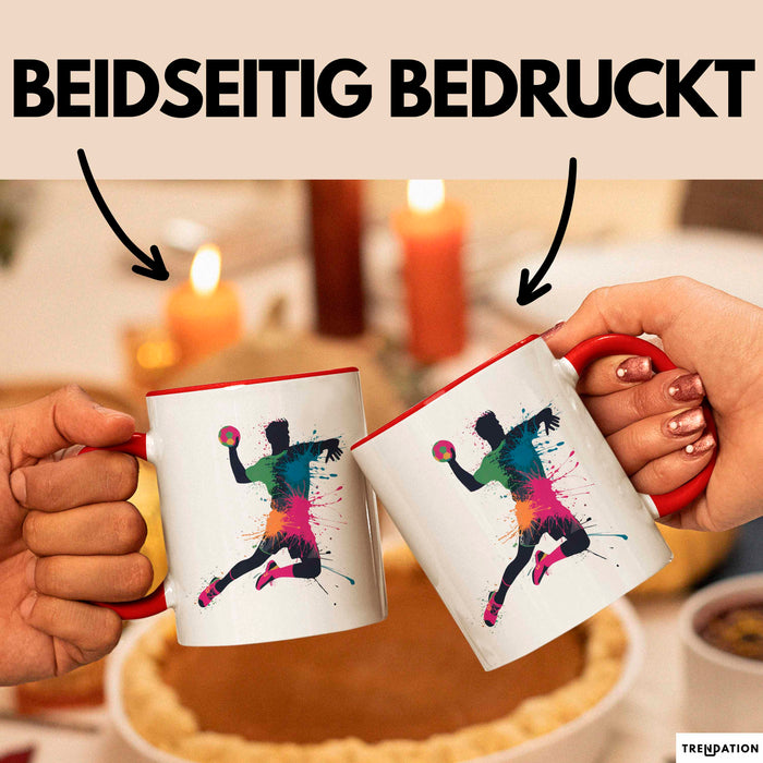 Handballspieler Tasse Geschenk Lustige Geschenkidee Spruch Rot Trendation