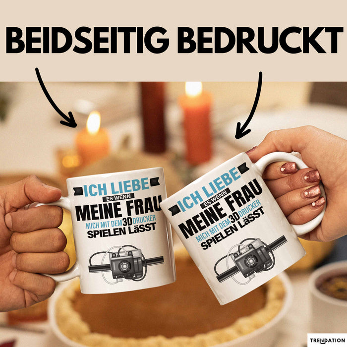 3D Drucker Tasse "Ich Liebe Meine Frau" Geschenk für Ehepartner und Technikfans Weiß Trendation