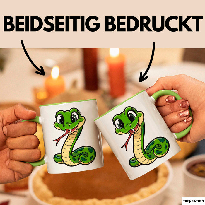 Reptil Schlange Tier Tasse Geschenk Lustige Geschenkidee Spruch Grün Trendation