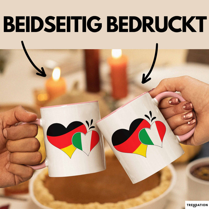 Deutschland Italien Tasse Geschenk Halb Italiener Deutsche Geschenkidee Fußball 2025 Rosa Trendation