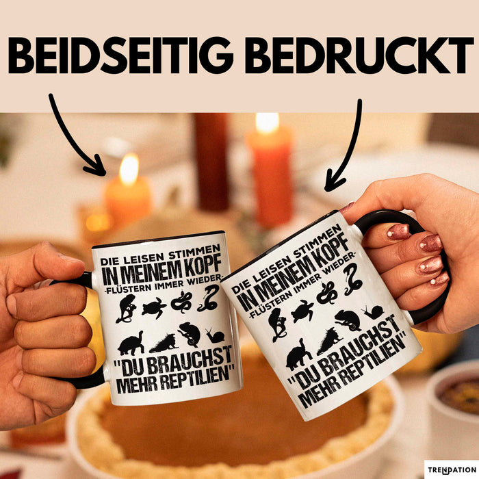 Reptil Bartagame Tasse Geschenk Lustige Geschenkidee Spruch Die Leisen Stimmen In Meinem Kopf Flüstern Immer Wieder Schwarz Trendation