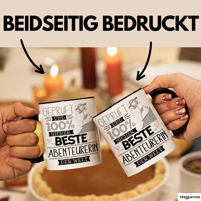 Beste Abenteurerin Der Welt Tasse Geschenk für Eine Abenteurerin Geprüft Und Sicher Geschenkidee Geburtstag Weihnachten Trendation
