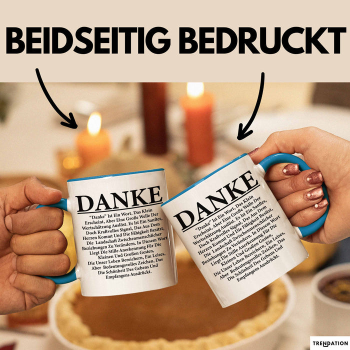 Danke Tasse Geschenk Lustige Geschenkidee Spruch Danke Blau Trendation