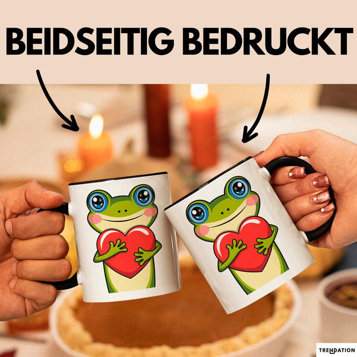 Frosch Herz Tasse Geschenk Lustige Geschenkidee Spruch Schwarz Trendation