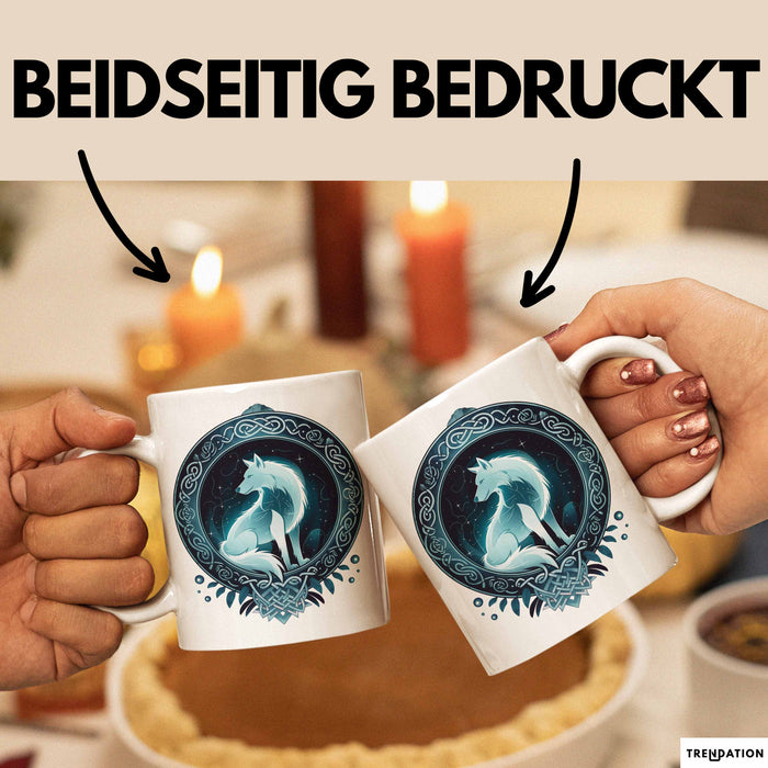 Wolf Tasse Geschenkidee Wikinger Fenriswolf Weiß Trendation