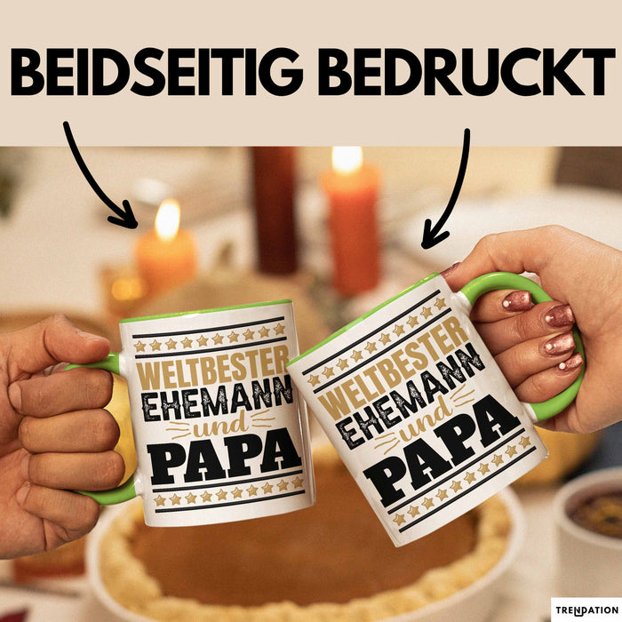 Lustige Tasse Geschenk Weltbester Ehemann Und Papa Becher Grün Trendation