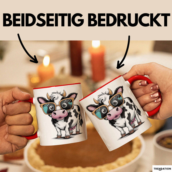 Kuh Liebhaber Tasse Geschenkidee für Bauernhoftier Fans Rot Trendation