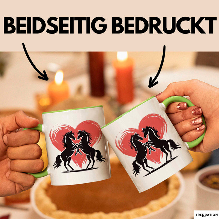 Pferd Tier Herz Tasse Geschenk Lustige Geschenkidee Spruch Grün Trendation